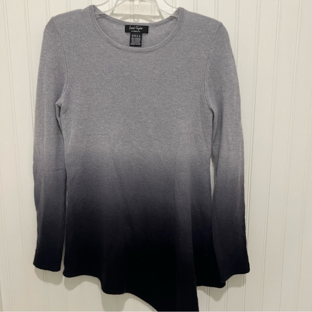 Lord & Taylor Gray Ombre Cashmere Sweater Small